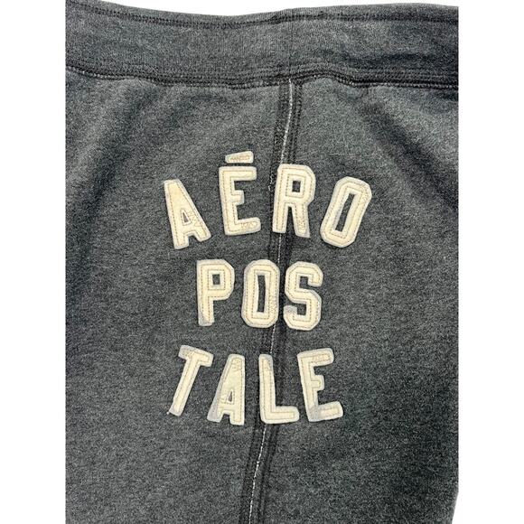 Aeropostale Jogger Sweatpants Womens Small Gray Crop Logo Fleece Lounge Casual - Picture 4 of 13